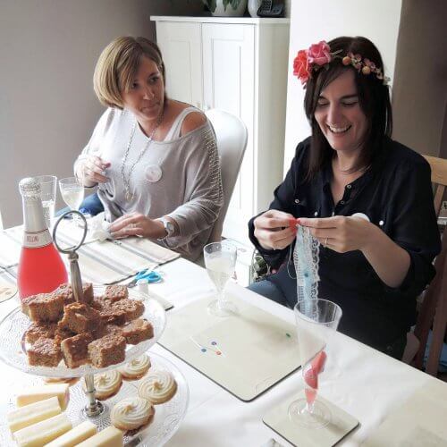 Manchester Hen Activities Mobile Garter Making